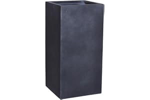 ‎VIVANNO VIVANNO Pflanzkübel Blumenkübel Fiberglas Steinoptik Block 80 cm hoch, Anthrazit
