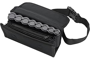 HMF Cartera de camarero con cremallera, correa de transporte, 20,5 x 6,5 x 10 cm, negro
