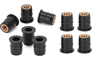 DIOCHE Dostawy Motocyklowe Wkładka Gumowa Nakrętka (Gumowa ślepa Nakrętka) M6 [10PCS] Rozszerzona Nakrętka do Nakrętki M6x0.8 Mm Gumowy Mosiądz do Motocykla ATV Osłona Przedniej Szyby