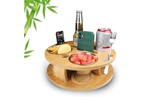 BOKALAKA Couchbar Snackbox, Sofatablett mit Snackschalen, Organizer Tablett, Holz Sofatablett für Sofa, Couch Bar mit Getränkehalter, Weinregal, Snackhalter, Couch Butler (Orbicular)