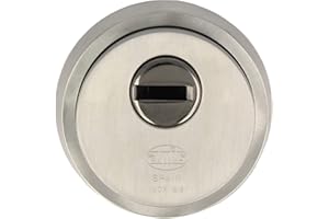 Amig - Rozeta ochronna do zamka, z zabezpieczeniem przed wierceniem, model 30, Ø 65 mm, masywny pierścień zewnętrzny, ze śrubami i uchwytem, stal nierdzewna, matowa