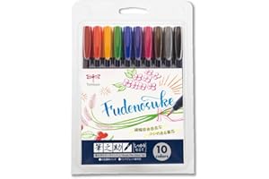 Tombow Fudenosuke Brush Pen - Hard - 10 Colors Set (WS-BH10C)