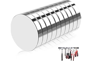 Nevoluxer Imanes de neodimio fuertes, 10 unidades, extra fuertes (20 x 2 mm), redondos y planos, imanes fuertes para pizarra, tablón de anuncios, manualidades y bricolaje