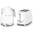 Smeg 50’s Style Retro Range Breakfast Set, 1.7L 3000W Variable Temperature Kettle and Multi-Functional Control 2-Slice 950W Toaster, White, KLF04WHUK/ TSF01WHUK