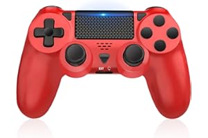 Lapezei Controller Wireless per Ps 4 compatibile per Pro/Slim/PC,Controller con Doppio Vibrazione Shock Speaker, Jack per Cuffie/Touch Pad/Six Axis Motion Control (Rosso+Nero)