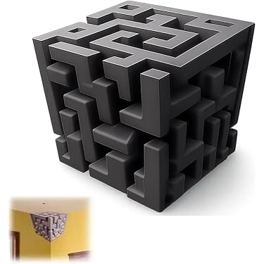 Set 3 Adesivi Murali 3D A Illusione Ottica – Angoli Impossibili E Cubo Labirinto, Con 2 Raschietti, 30x30 Cm, Per Casa E Ufficio