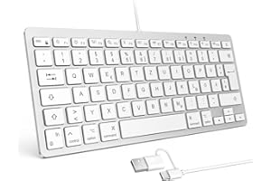 ‎OMOTON OMOTON Kabelgebundene-Mac-Tastatur, Tastatur Kabel mit Dualem Anschluss (Type C/USB), Flüsterleise Tasten & Stabiler Verbindung, Deutsches Layout (QWERTZ) kompatibel mit MacBook, iMac, Mac mini