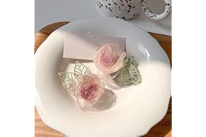 UMIIN Hair Clips, Pink Flower Barrettes Hair Accessories for Women Girls Kids, Set of 2 Elegant Handmade Organza Camellia Headwear Wedding Styling Tools for Party Wedding Daily