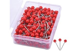 PINEPAN Lot de 200 épingles à pouce cartographiques en carton rouge 1/8"