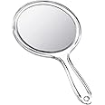 MEPOINT Makeup Double-Sided Handheld Mirror 1X/ 2X Magnifying Transparent Hand Rounded Shape Framed, Wall Mounting Multi Color
