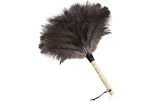 Flintronic Plumeau Poussière, 1 Pièce Plumeau en Plumes, 35cm, Poignée en Bois, Plumeaux en Plumes d'Autruche artificielles, Plumeaux en Plume, Convient pour les Voitures, Étagères, Bureaux et Meubles