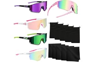 LOEPENLE 5 Stück Sport Sonnenbrille,Polarisiert Fahrradbrille,Fahrradbrille Winddicht,Schnelle Brille Rave Schnelle Radfahrer Brille für Herren Damen,UV400 Laufbrille für Outdooraktivitäten