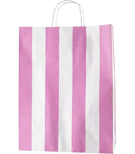 We Can Source It Ltd - Pink Candy Stripe Paper Carrier Bag - View #2