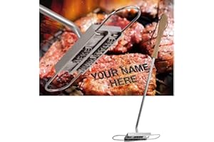 POBOWLGARLS Barbecue Branding Iron - Barbecue Grill Branding Iron with 55 Interchangeable Letters, Wooden Handle Barbecue Accessories, Grill Utensils for Branding Steaks, Burgers, Chicken, Meat