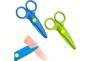 HLMYER 2 Pcs Modern Plastic Children's Scissors, Toddler Scissors 2-3 Years, Safety Scissors for Kids, White/Clear
