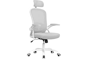 Farini Ergonomic Office Chair with Adjustable Headrest, Lumbar Support & Flip-Up Armrests – High Back Computer Chair for Home & Office Use, White