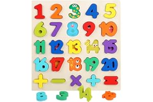 HUADADA Wooden Jigsaw Puzzles for 3 4 5Year Old Kids Numbers & ABC Alphabet Learning Toys - Early Education Toys-Wooden Puzzles Montessori Toys for Girls Boys Gifts. (Numbers)
