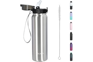 OLDLEY Borraccia in Acciaio Inossidabile con Cannuccia 1L Isolamento Sottovuoto, in Metallo, Bottiglie d'Acqua Tenuta Stagna, Mantiene Le Bevande Calde Fredde per Bici Campeggio Sport Palestra