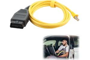 Gments OBD to Ethernet Cable for BMW 1.8M ENET OBD2 Interface Rj45 Cable Coding F-Series Single Programming Modules Hiding ENET Data Line E-sys Icom Wire for OBDII Connector Tools, Yellow