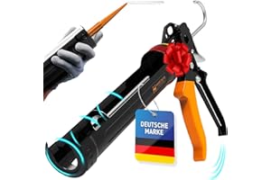 HARDTWERK Kartuschenpresse Silikonspritze HYDRO mit Kartuschen-Cutter [18:1 Übersetzung] Profi Silikonspritze Kartuschenpistole für 150-310ml Dicht- und Klebstoffkartuschen (Silikon, Acryl etc.)