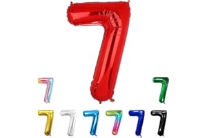LXMYDM Geburtstags-Zahlenballons XXL-Riesen-Folienballons 40 Zoll – 101 cm Luftballons Geburtstag Jungen Mädchen Babyparty Geburtstagsdekorationen Jubiläumsparty-Dekorationen (Rot, 7)