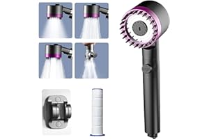 idudu Duschkopf Hochdruck Wassersparend Handbrause Massagedusche mit 4 Modi Halterung Filter Verstellbarer Badezimmer Hautschönheit Sparduschkopf für Erwachsene Kinder Haustiere.（Elegantes Schwarz）