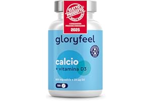 GLORYFEEL Integratore Calcio e Vitamina D3, 180 Compresse, Eletto PRODOTTO DELL'ANNO 2025, (Scorta per 3 Mesi), Calcio 800 mg e Vitamina D3 25µg, Integratore per il Supporto delle Ossa*, Senza OGM
