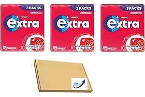 BBL BADA BUSINESS LIMITED 3 X 3 Packs Of Extra Sugar Free Chewing Gums | Total 9 Packs | In Peppermint, Spearmint & Strawberry Flavours | Choose Your Flavour (Strawberry)