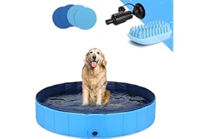 GOSTOCK Hundepool Schwimmbecken Faltbarer Hund 39"x12" Planschbecken Swimmingpool Kinderpool Hundebadewanne Doggy Pool für Großes Haustier Hund Katze Kinder PVC rutschfest (Bonus Haustier Badebürste)