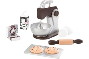KidKraft Ensemble Cuisine et Pâtisserie Espresso en Bois, Accessoire Cuisine Enfant, Kit de Ustensile Cuisine Électroménager, Accessoire pour Dinette, Jouet Enfant dès 3 Ans, 63370