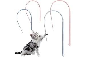LXBCTOP Katzenangel Silikon, 2 Stück Twiggle Tail Katzenspielzeug, 80cm Lang Katzenspielzeug mit 2 Ersatzkopf, Interaktives Mausschwanzförmiges Zauberstabspielzeug für Indoor Katzenspielübungen