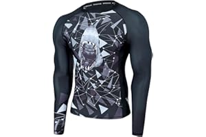HUGE SPORTS Wildling Series Rash Vest Men- Long Sleeve Rash Guard Quick Drying Swimming Top Shirts for Surfing BJJ Jiu Jitsu MMA
