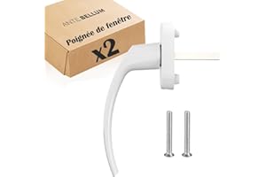 ANTE BELLUM Maniglia per finestre in alluminio bianco di alta qualità - Accessorio sicuro ed elegante per finestre e porte con perno lungo 35 mm. Adatta alla maggior parte delle finestre (2 pezzi, Bianco)