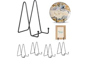 WEKIWGOT 5 Pieces Plate Stand Table Easel Display Stand Black Decorative Plate Holder | Photo Frames | Books, Ideal for Home Decoration, Gifts and Events (6 Pulgadas)