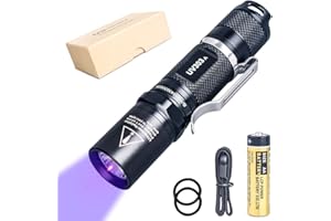 LIGHTFE Blacklight 395nm UV Flashlight UV303A with High Power Output, Pure Beam UV Light Torch for Glue Curing, Rock and Mineral Fluorescent Glowing, Pet Urine Detector Light, AC Leak Detector