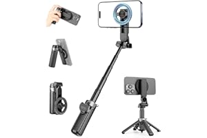 Victiv Magnet Selfie Stick & Handy Stativ, Ultratragbar Mini-Stativ für Smartphone, mit Abnehmbarer Fernbedienung und Magnetischer Ring für iPhone 17/16/15/14 Pro Max Mag-Safe, Samsung, Huawei Android