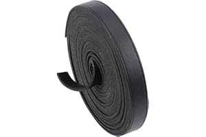 GORGECRAFT 5m*15mm*2mm Correa de Cuero Negro Cordón de Cuero Plano de Doble Cara Tiras de Cuero de Imitación Hilos para Manualidades Cinturón de Envoltura de Mango Collares para Mascotas Taller