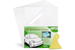 PSLER Naklejka na przednią szybę samochodu, aplikator na szybę, przezroczyste przyleganie do samochodu, statyczne przyleganie, folia okienna do samochodów, 10 szt. 10 x 15 cm, statyczne przyleganie,