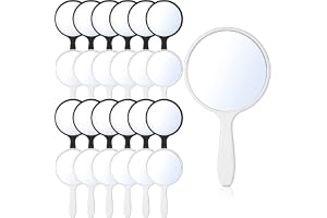 PGQIQGNM 25 Pcs Handheld Mirror with Handle Bulk, 10 x 5.5 cm/ 3.94 x 2.16 inch, Small Portable Round Mirror for Kids Travel Makeup Classroom Camping Daily Use (Black White)