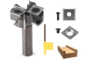 Trvoxviq Fresa per piani, 12 mm, codolo 38,1 mm, diametro per lavorazione del legno con piastre reversibili, spoilboard 2 + 2 flauti CNC, fresa per legno, fresa per superfici (S=12 D = 38,1)