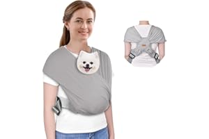 CUBY Hundetragetasche, Sommer Tragetasche Nach vorne Gerichteter Rucksackträger Schulter zur Reduzierung von Rückenschmerzen, Freihändiges und Verstellbares Welpen-Tragetuch 10LBS (Hellgrau)