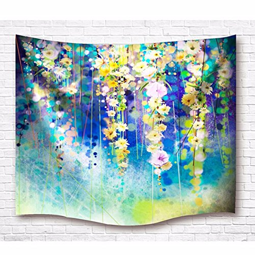 A.Monamour Aquarell Blume Jahrgang Blumendruck Wandbehang Tapisserie Wohnheim Zubehör Für Kinder Jungen Mädchen Schlafzimmer Wanddekor Wohnaccessoires Deko Wandteppiche