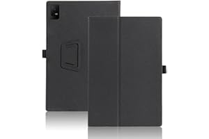 INSOLKIDON Etui na tablet kompatybilne z TCL TAB10 Gen 2 10,36 cala, pełne pokrycie, ultracienkie skórzane etui ze składanym stojakiem, wytrzymały z automatycznym uśpieniem/budzeniem (czarny)