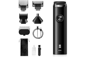 SEJOY Trymer do brody dla mężczyzn, bezprzewodowa maszynka do strzyżenia włosów, wodoodporny, do wąsów, ciała, nosa, uszu, golarka do twarzy, golarka elektryczna, zestaw do pielęgnacji, wszystko w jednym, akumulator USB i wyświetlacz LED