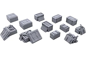 EnderToys - Pacchetto di scatole per Terreno per Tavolo da 28 mm in Miniatura Wargame, Stampa 3D e verniciabile