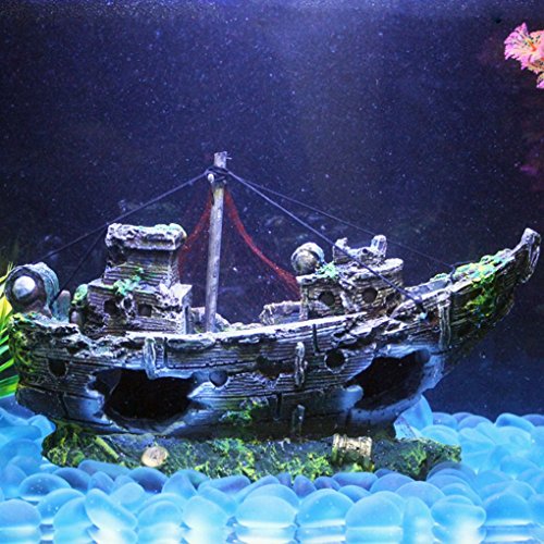 Preisvergleich Produktbild fgyhty Wrack Boot Netzs Aquarium Aquarium Landschaftsbau Unterwasser-Verzierung-Dekoration