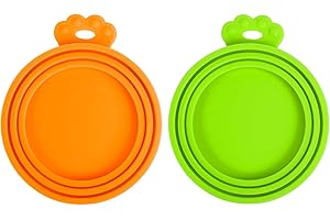 PetBonus Tierfutter-Dosendeckel Katzenfutter, Silikon Deckel für Hunde und Katzen Dosen, 3 in 1 Universal Dosendeckel für Katzenfutter Hundefutter, BPA-frei, spülmaschinenfest (Orange, Grün)