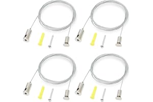 Pilikoll 4 Piezas Cable de Acero Kit Ajustable 2m × 1,5mm Cable de Colgar de Acero Inoxidable Ajustable Cuerda Alambre Cables de Instalación de Suspensión para Paneles LED,Techos,Lámparas,Fotos,Luces