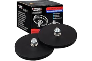 ULIBERMAG 2 magneti rivestiti in gomma con perno filettato maschio M8, neodimio potente antigraffio 45 kg per barra luminosa esterna, luci di segnalazione e strumenti