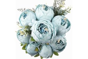 JOYHAZE - Lote de 1 ramo de peonías, 19 pulgadas, de seda grandes flores de peonías con cogollos para la decoración de la oficina de reunión de la familia de la boda, pieza central de mesa